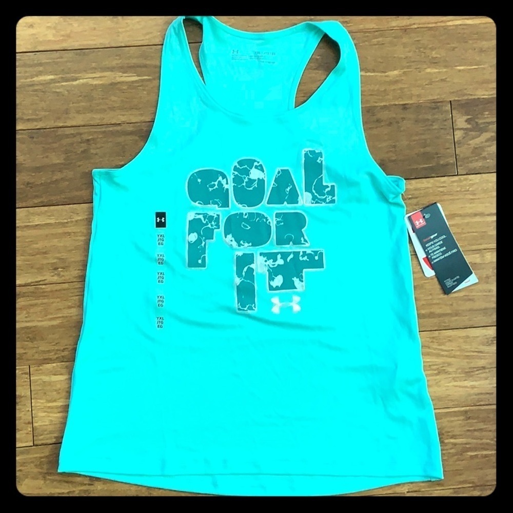 ☀️ 3/$36 or 2/$30 
NEW UNDER ARMOUR Girls Aqua Razorback Tank sz XL